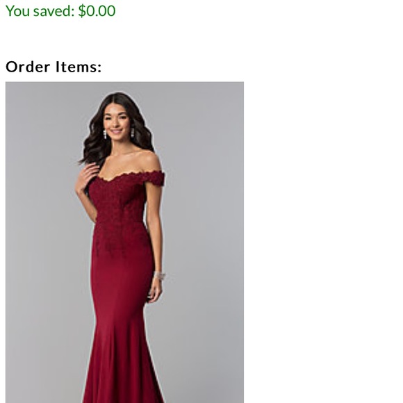 Red off the shoulder gown - Picture 2 of 2